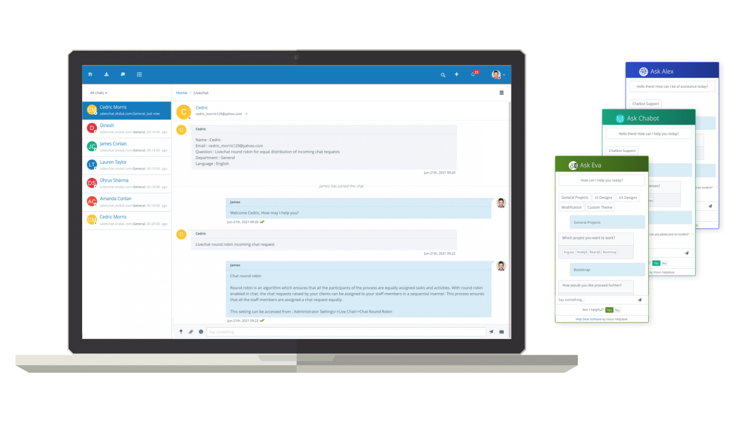 Meet Vision Helpdesk's Live Chat Software..