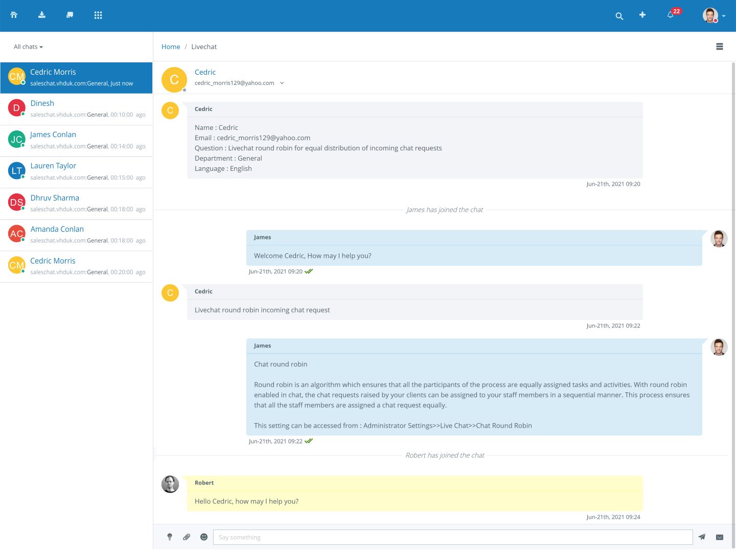 Live Chat Conversation