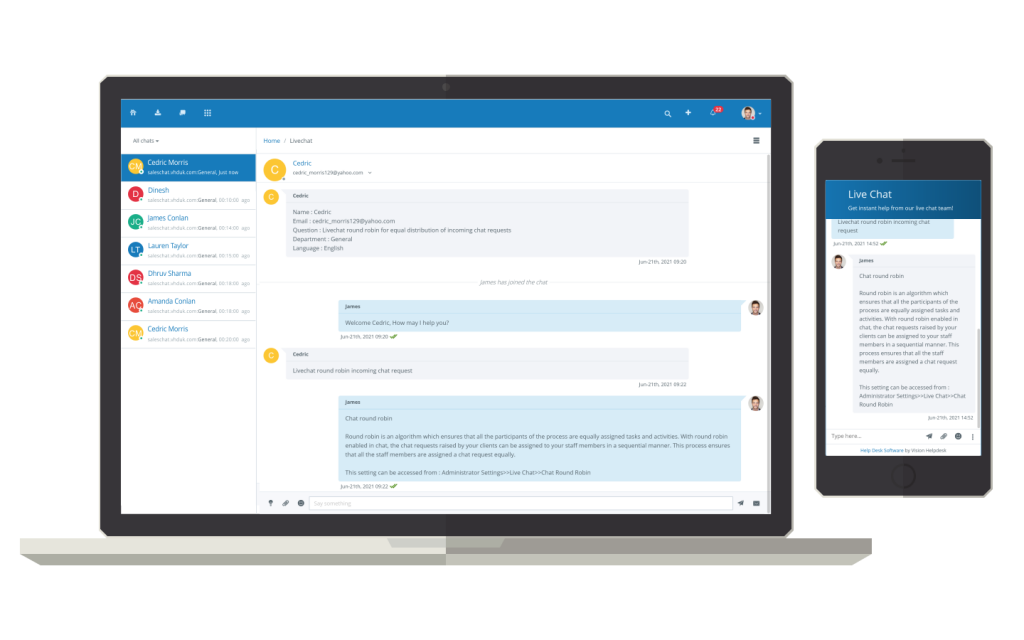 Live Chat Software by Vision Helpdesk